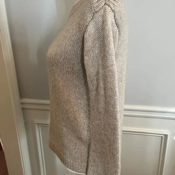 WHITE HOUSE BLACK MARKET Pullover Gold Sparkle Wool Blend Boat Neck X-Small - Picture 2 of 3